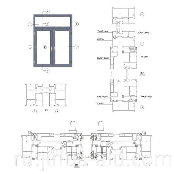 Aluminum XM95 Casement Window Assembly Structure